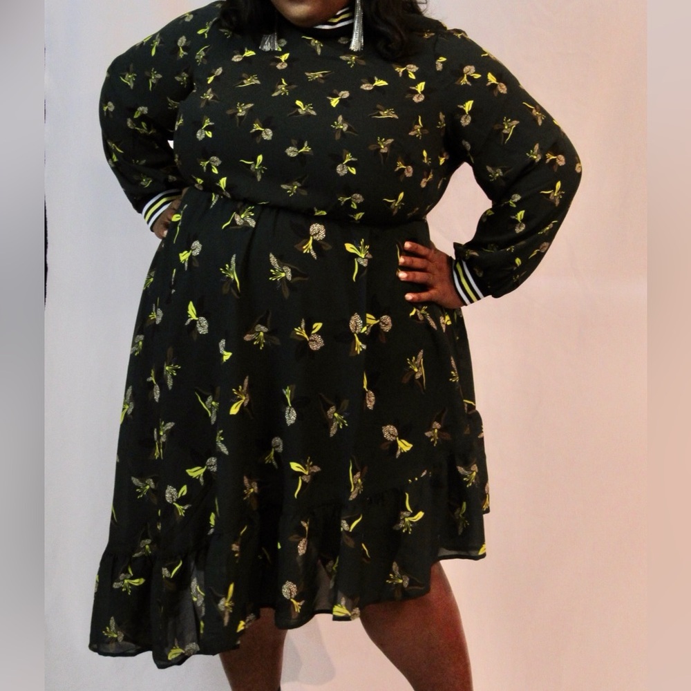 ELOQUII Asymmetrical Ruffle Hem dress